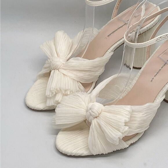 Loeffler Randall Camellia Pearl Pleated Bow Heel Sandals size 8.5 - Picture 5 of 12